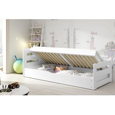 Bērnu gulta ar paceļamu veļaskasti ERNIE 90x200 balts